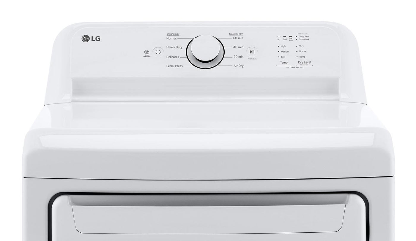 LG White Top Load Washer with Agitator and SlamProof® Glass Lid (4.8 Cu. Ft) & Dryer with Sensor Dry (7.3 Cu. Ft) - WT6105CW/DLE6100W