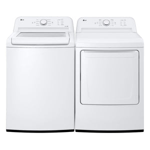 LG White Top Load Washer with Agitator and SlamProof® Glass Lid (4.8 Cu. Ft) & Dryer with Sensor Dry (7.3 Cu. Ft) - WT6105CW/DLE6100W