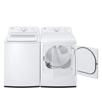 LG White Top Load Washer with Agitator and SlamProof® Glass Lid (4.8 Cu. Ft) & Dryer with Sensor Dry (7.3 Cu. Ft) - WT6105CW/DLE6100W