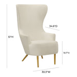 Elray Velvet Wingback Accent Chair - Cream
