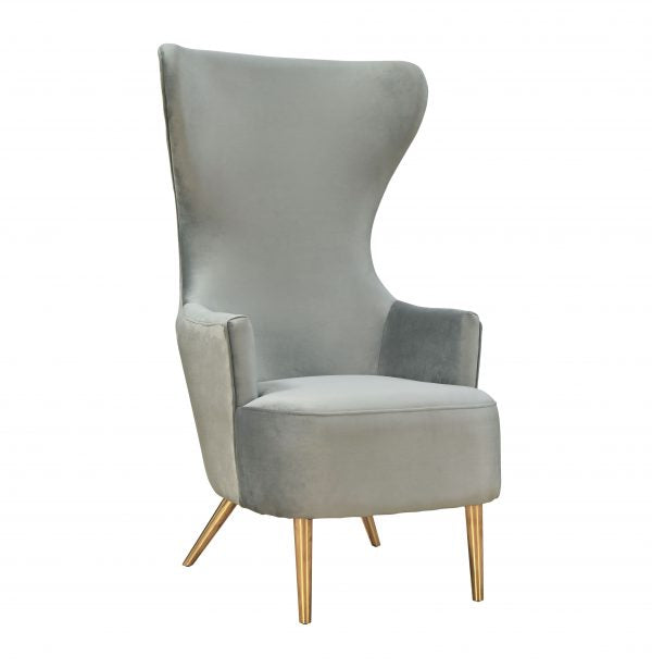 Elray Velvet Wingback Accent Chair - Grey
