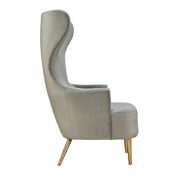 Elray Velvet Wingback Accent Chair - Grey