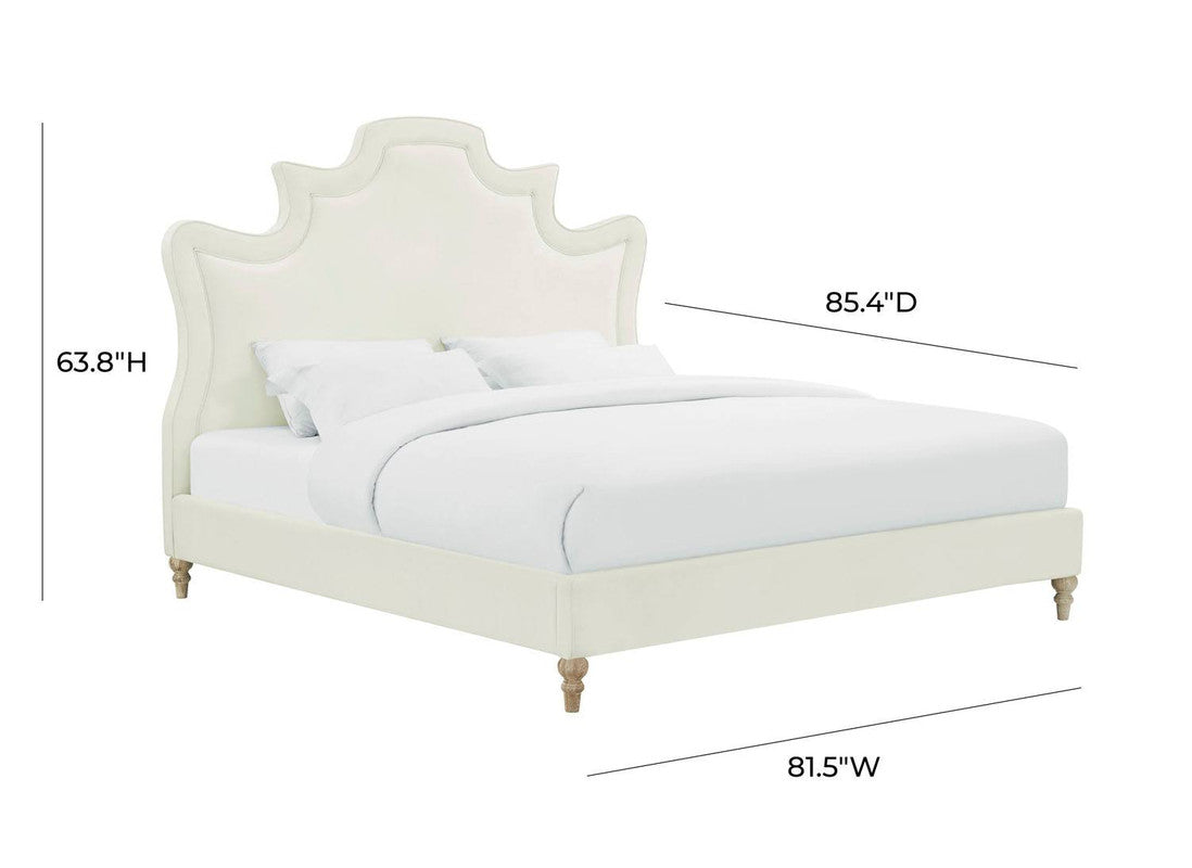 Sterre Platform Velvet King Bed - Cream
