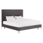 Calix Platform Textured Velvet Queen Bed  - Grey