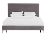 Calix Platform Textured Velvet Queen Bed  - Grey