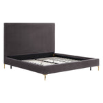 Calix Platform Textured Velvet Queen Bed  - Grey
