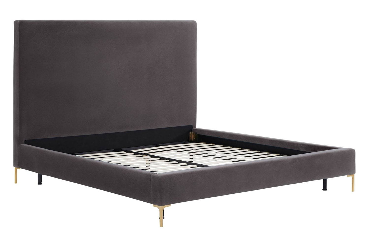Calix Platform Textured Velvet Queen Bed  - Grey