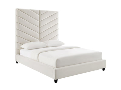 Edison Platform Velvet King Bed  - Cream