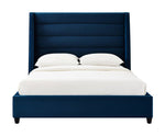 Ferret Platform Velvet Queen Bed - Navy