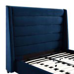 Ferret Platform Velvet Queen Bed - Navy