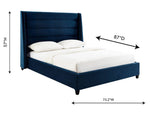 Ferret Platform Velvet Queen Bed - Navy