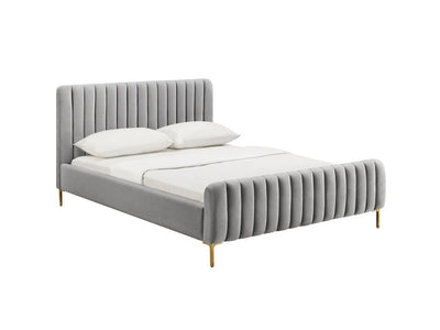Smithdown Platform Velvet King Bed - Grey
