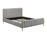 Smithdown Platform Velvet King Bed - Grey