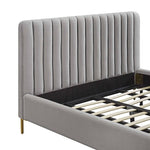 Smithdown Platform Velvet King Bed - Grey
