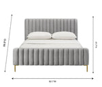 Smithdown Platform Velvet King Bed - Grey