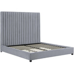 Beavais Velvet Platform King Bed - Grey