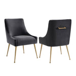 Aries Velvet Dining Chair - Grey/Gold