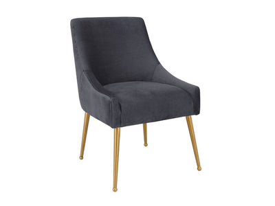 Aries Pleated Velvet Dining Chair - Grey/Gold