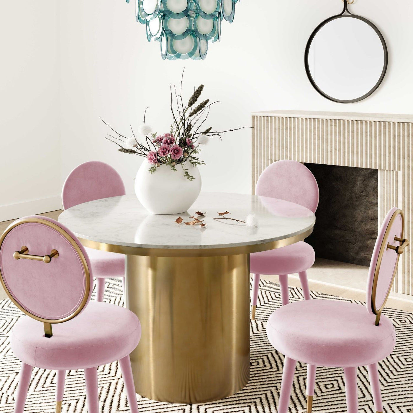 Marisbu Velvet Dining Chair - Bubble Gum