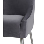 Aries Velvet Dining Chair - Grey/Silver