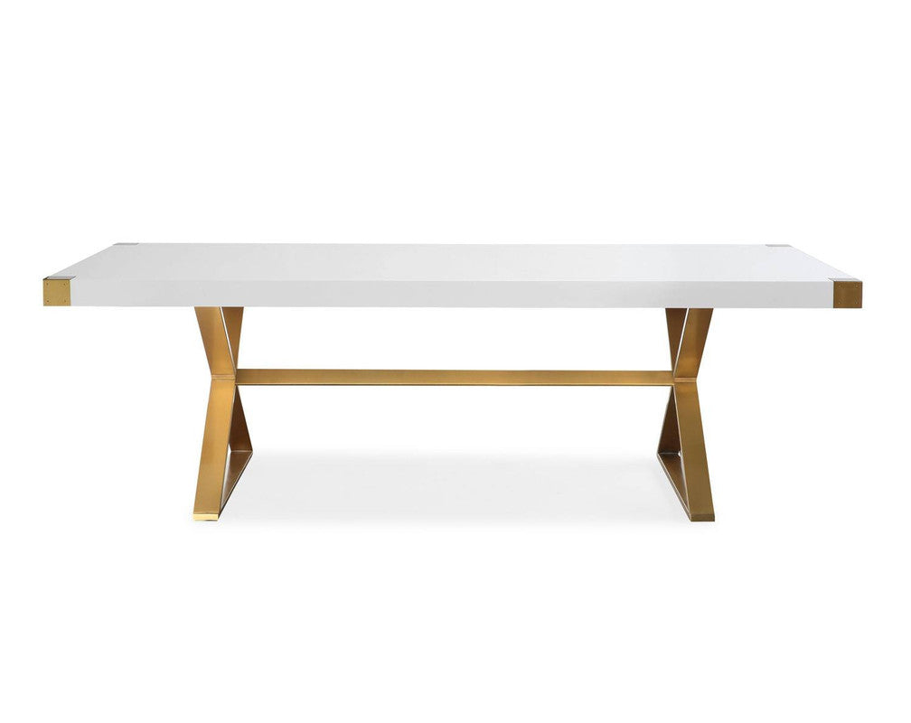 Zinna 95" Dining Table - White/Gold