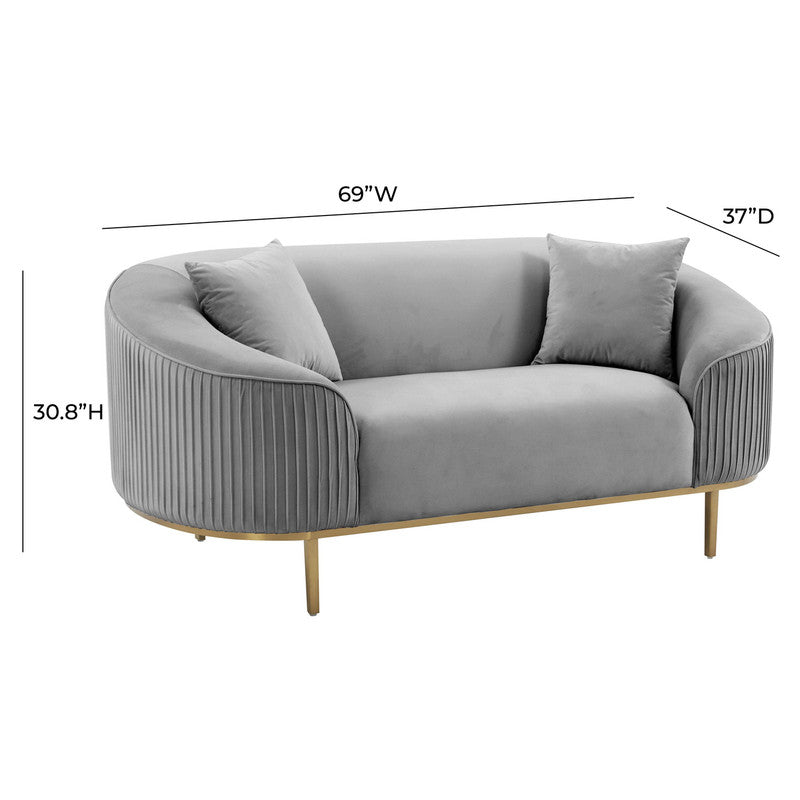 Turni Velvet Loveseat - Light Grey