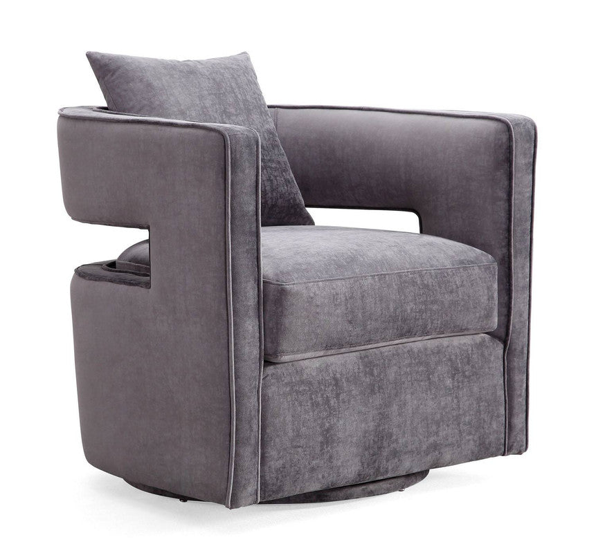 Esselen Velvet Swivel Accent Chair - Grey
