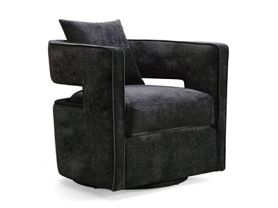 Esselen Velvet Swivel Accent Chair - Black