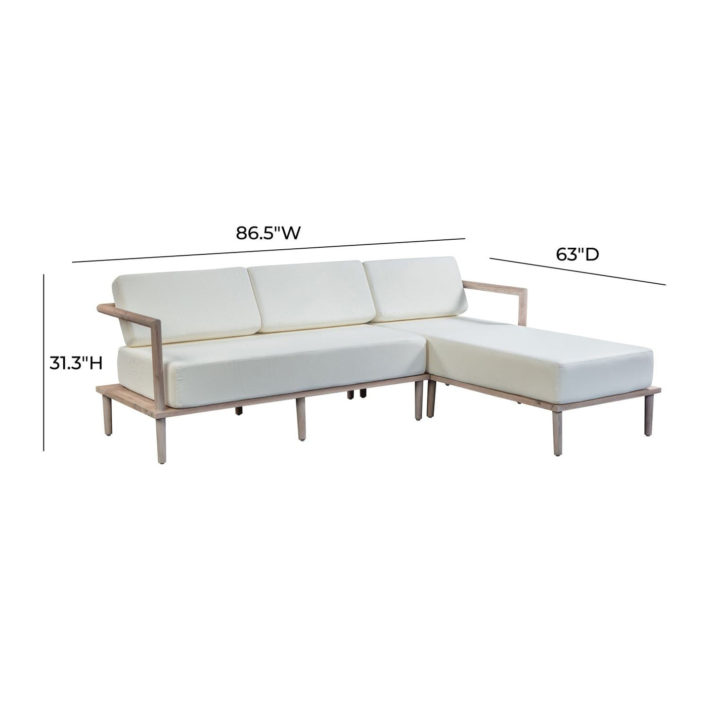 Endless Weekend Right Hand Facing Outdoor Sectional - Cream/Wood