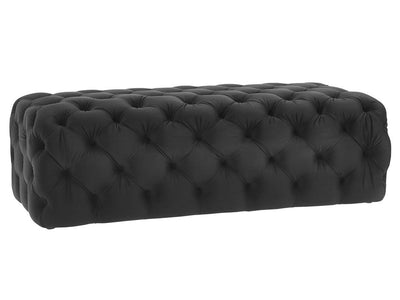 Epsom Velvet Ottoman - Black