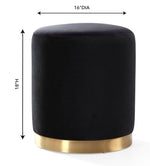 Krause Velvet Ottoman - Black/Gold