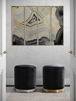 Krause Velvet Ottoman - Black/Gold