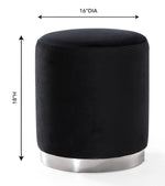 Krause Velvet Ottoman - Black/Silver