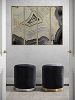 Krause Velvet Ottoman - Black/Silver