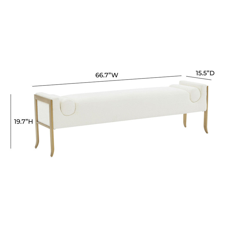 Pescara Velvet Bench - Cream