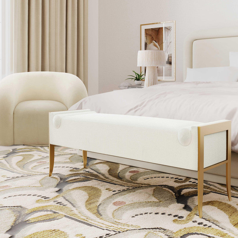 Pescara Velvet Bench - Cream