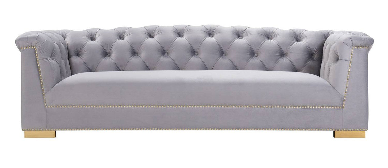 Corlett Velvet Sofa - Grey