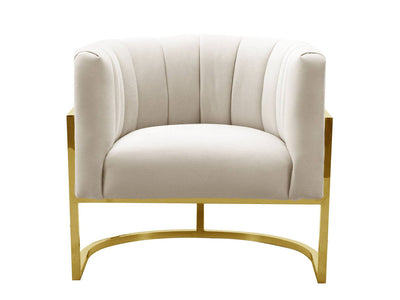Indus Velvet Accent Chair - Cream/Gold