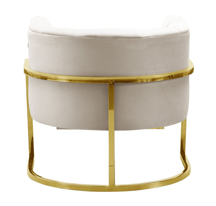Indus Velvet Accent Chair - Cream/Gold