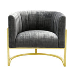 Indus Velvet Accent Chair - Grey/Gold