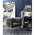 Indus Velvet Accent Chair - Grey/Gold