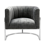Indus Velvet Accent Chair - Grey/Silver