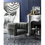 Indus Velvet Accent Chair - Grey/Silver