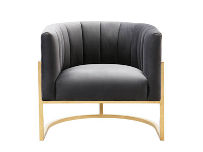 Indus Velvet Accent Chair - Grey