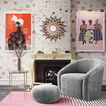 Zonda Velvet Chair/Ottoman Set - Grey