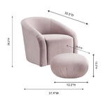 Zonda Velvet Chair/Ottoman Set - Pink