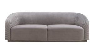 Vorset Pleated Velvet Sofa - Grey