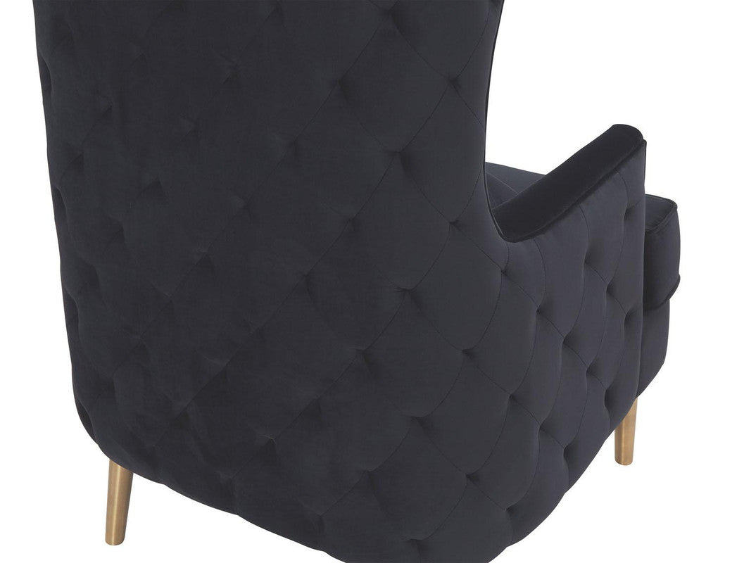 Killarney Velvet Accent Chair - Black