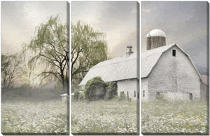 Morning on the Farm Wall Art - Green/White - 45 X 30 - Set of 3