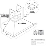 VICTORY Stainless Steel 36" 1200 CFM Wall Mount Range Hood - Twister-MAX-36--